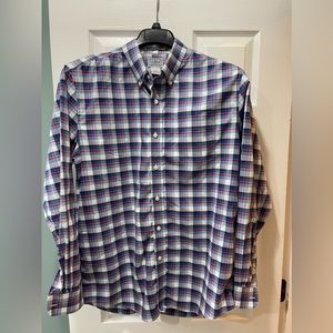 L.L. Bean Men’s Large Button Down Long Sleeve Wrinkle Resistant Plaid Shirt